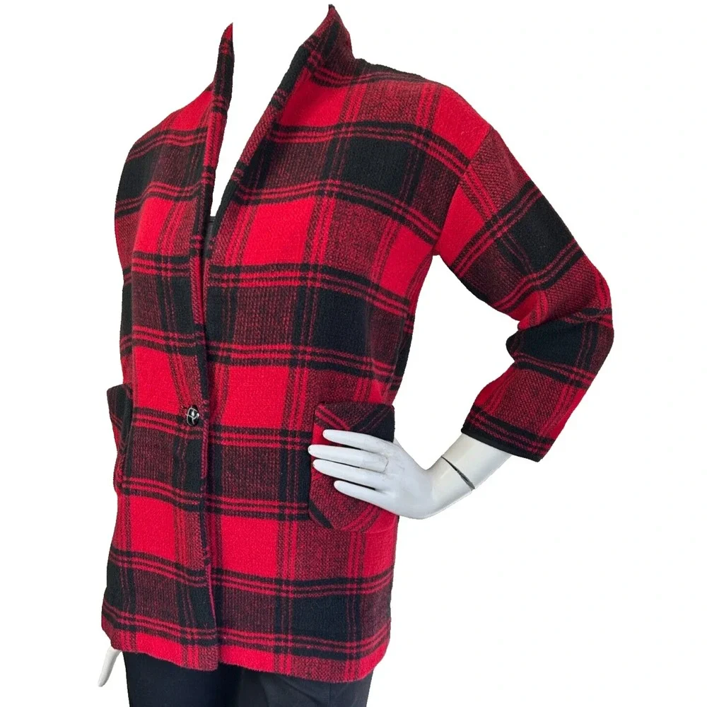 Hayden Girls Los Angeles Buffalo Plaid Jacket Pocket Button Red Size 13/14 EUC